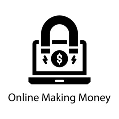 Online Making Money vector Solid Icon Design illustration. Web And Mobile Application Symbol on White background EPS 10 File