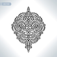Vector ornate ornament. Hand drawn. Concept meditation and relax. Monochrome illustration. 