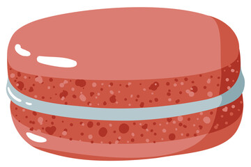 Cute simple minimalistic illustration of one sweet red macaroon cupcake - 472398010