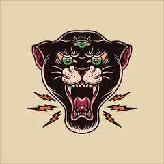 panther tattoo vector design