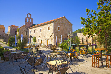  Street cafe in Old Town in Budva, Montenegro 