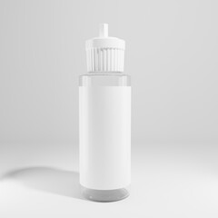 glass bottle isolate with blank label and white cap for mockup a front view