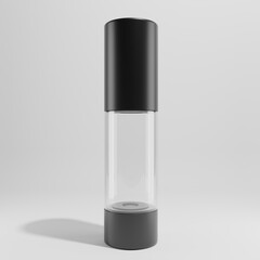 bottle isolated on white background and black cap a front view 3d render