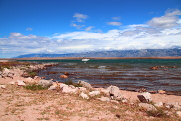 landscape with mountain beach and sea