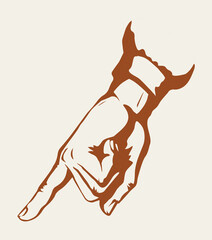 Fototapeta premium Finger pointing to an object. Vector drawing