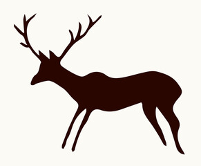 Primitive rock painting. Vector drawing