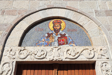 Mosaic of Podmaine Monastery in Old Town of  Budva, Montenegro