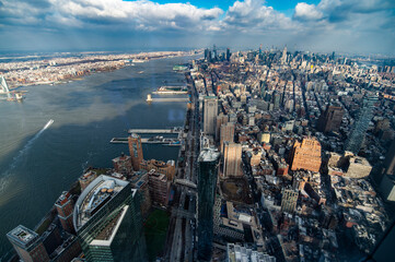 New York aerial view, skyline and skyscrapes