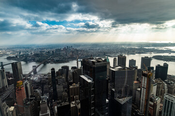 New York aerial view, skyline and skyscrapes