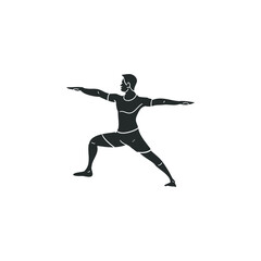 Fototapeta na wymiar Yoga Posture Icon Silhouette Illustration. Activity Aerobics Vector Graphic Pictogram Symbol Clip Art. Doodle Sketch Black Sign.