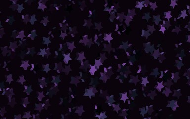 Dark Purple vector background with colored stars.