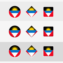 Antigua and Barbuda flag icons set, vector flag of Antigua and Barbuda.