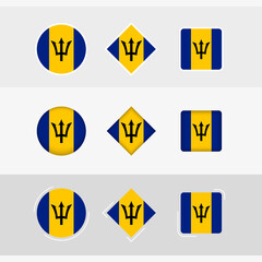 Barbados flag icons set, vector flag of Barbados.