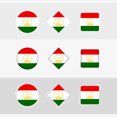 Obraz premium Tajikistan flag icons set, vector flag of Tajikistan.
