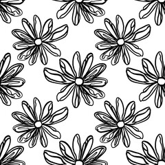 Black and white simple floral vector seamless  pattern. Great for fabric, textiles, wallpaper, stationary, scrapbook and other surfaces.