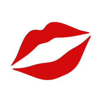Woman's red lips vector icon. Isolated glyph on white background. Best for seamless patterns, print, apps, web, logo and brand design.