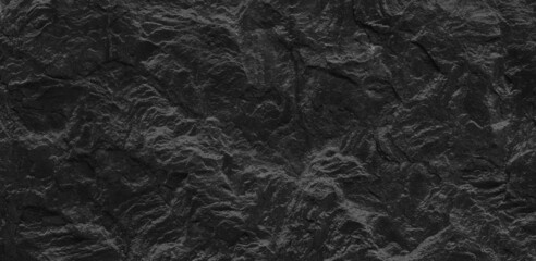 Dark gray stone background with copy space. Black grunge banner with rock texture.
