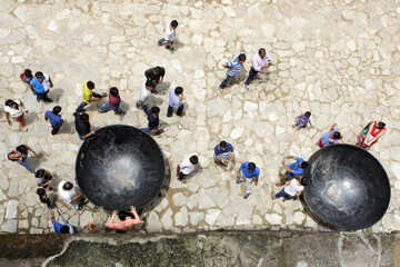 Fresh water bowls, view from above. Jaipur, India 