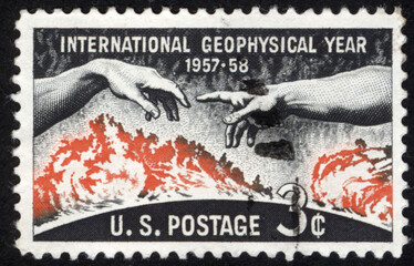 United States postage stamp. United States historical stamp. A postage stamp printed in USA.