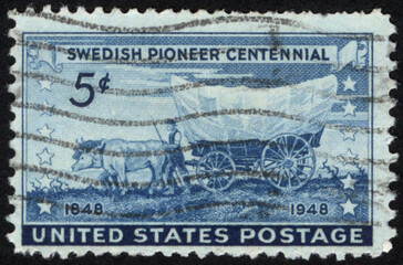 United States postage stamp. United States historical stamp. A postage stamp printed in USA.