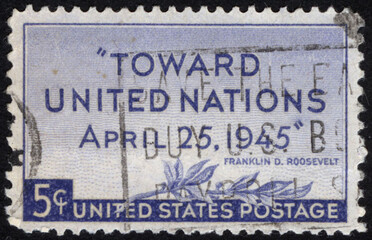 United States postage stamp. United States historical stamp. A postage stamp printed in USA.