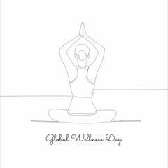 single line art of global wellness day good for global wellness day celebrate. line art. illustration.