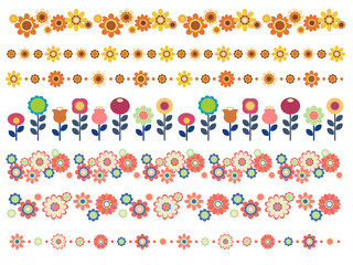 昭和レトロな花のブラシセット - obrazy, fototapety, plakaty