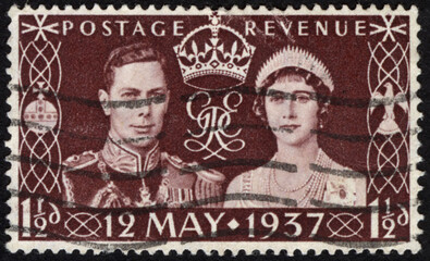 Postage stamps of the England. Stamp printed in the England. Stamp printed by England.