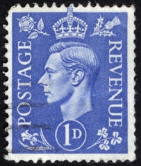 Postage stamps of the England. Stamp printed in the England. Stamp printed by England.