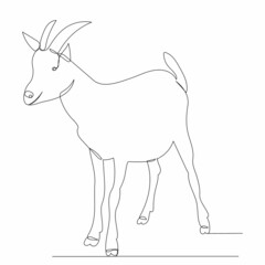goat one continuous line drawing, vector, isolated