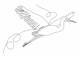 crane flies one continuous line drawing, vector, isolated