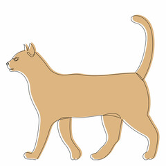 sketch brown cat, vector, isolated