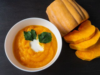 pumpkin puree soup with parsley