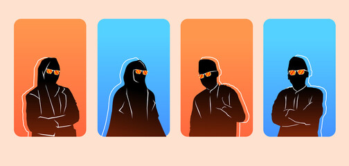 cool muslim and muslimah silhouettes