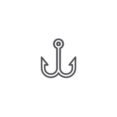 Double fishing hook icon isolated on white