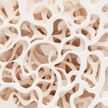 Osteoporosis porous bone tissue. Spongy texture background 3d render illustration.