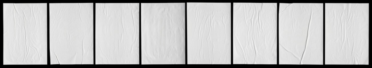 white paper wrinkled poster template , blank glued creased paper sheet mockup.white poster mockup...