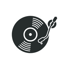 Black vinyl record disc flat concept vector illustration.