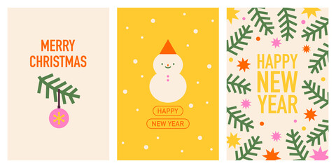 Set of Christmas and New Year cards - 472409644