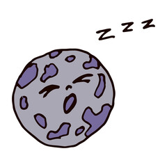 Yawning moon funny vector doodle clip art