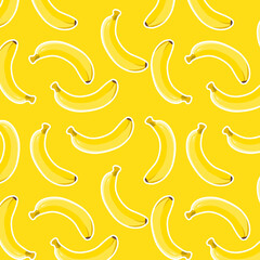 Banana flat vector seamless pattern. For wrapping paper, wallpaper, backgrounds.