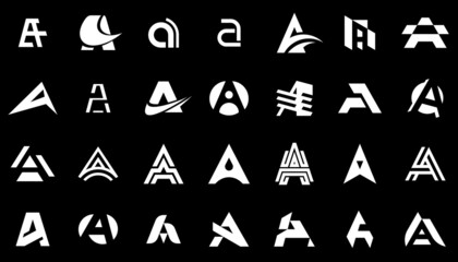 Obraz na płótnie Canvas Abstract logos collection with letter A. Geometric abstract logos. Icon design 