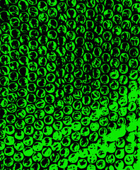 Black and green Bubble plastic grunge background. Packaging material.