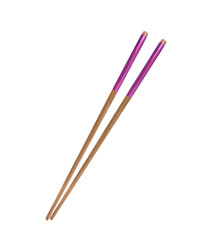 Isolated brown and pink chopstick with digital painting in illustration art design
