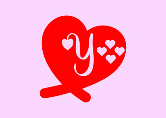 Y letter logo with love icon, valentines day design template