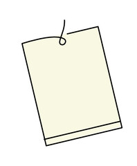 Abstract color paper with paper clip as line drawing on white background