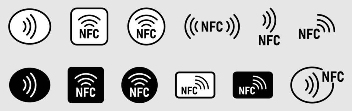 Set NFC wireless payment technology icons. Vector EPS 10