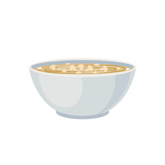 Bowl of Mushroom Soup, Vegetable Soup Icon Isolated on White Background.