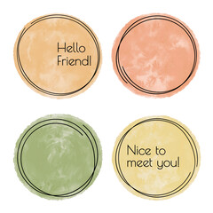 Round banner with scribble line. Speech bubble watercolor icons vector