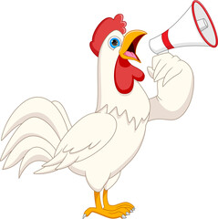 cartoon cute chicken holding megaphone
